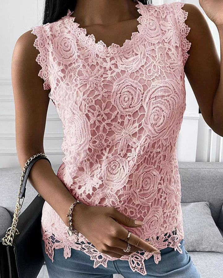 Elara | Elegante e Raffinato Canottiere Donna in Pizzo Senza Maniche 2