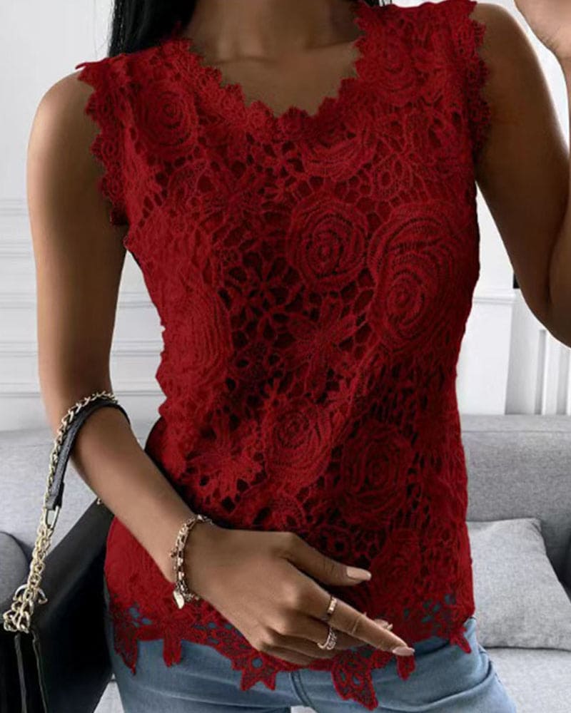 Elara | Elegante e Raffinato Canottiere Donna in Pizzo Senza Maniche 3