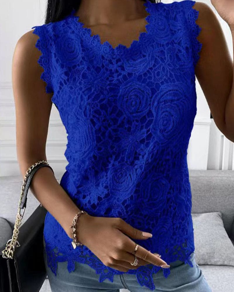 Elara | Elegante e Raffinato Canottiere Donna in Pizzo Senza Maniche 4