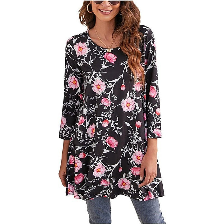 Elena | Comodo abito a tunica a trapezio con stampa mandala in stile boho 9