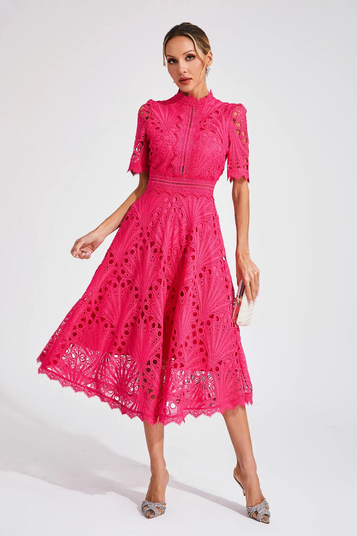 Elena | Elegante Abito da Donna Midi con Pizzo - Perfetto per Cerimonie e Occasioni Speciali 0