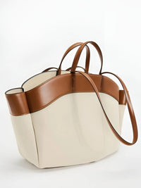 Madison | Borsa tote classica in tela con finiture effetto pelle