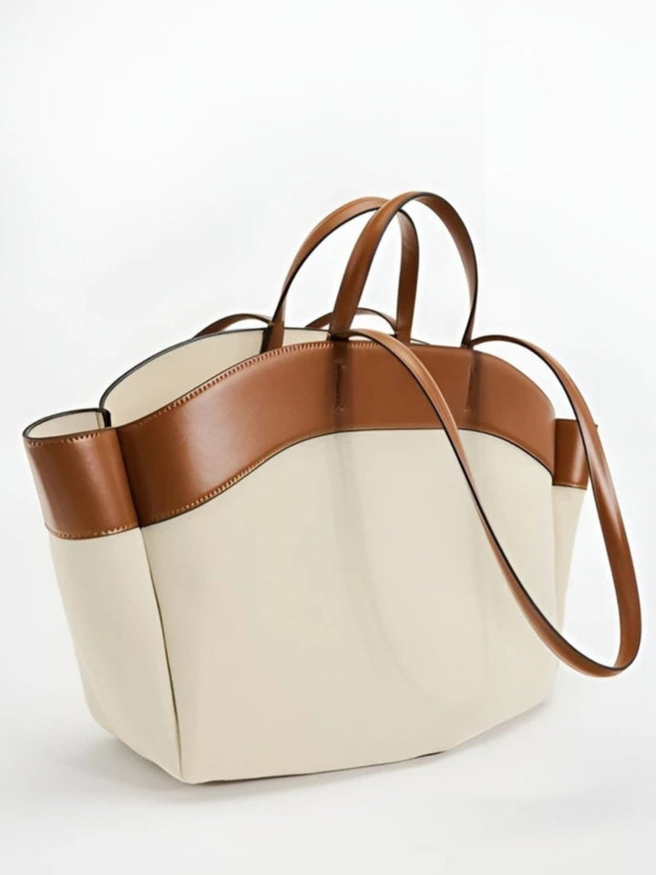 Elena | Elegante borsa tote in tela con dettagli in pelle 0