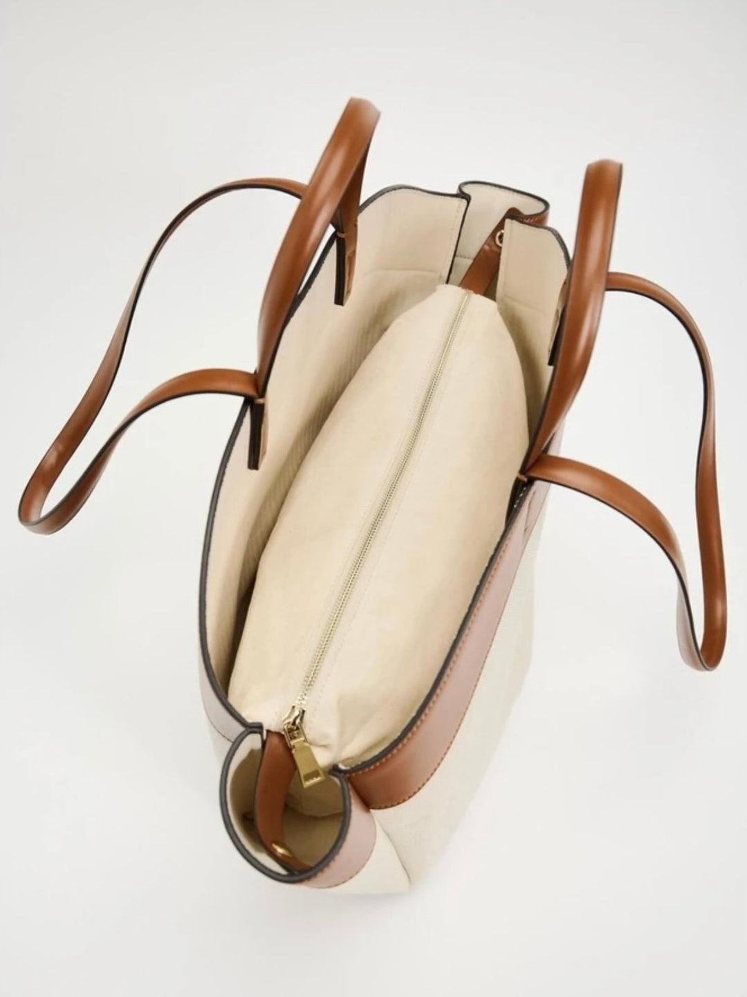 Elena | Elegante borsa tote in tela con dettagli in pelle 2