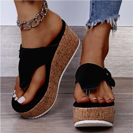 Elena | Eleganti sandali con zeppa effetto sughero 0