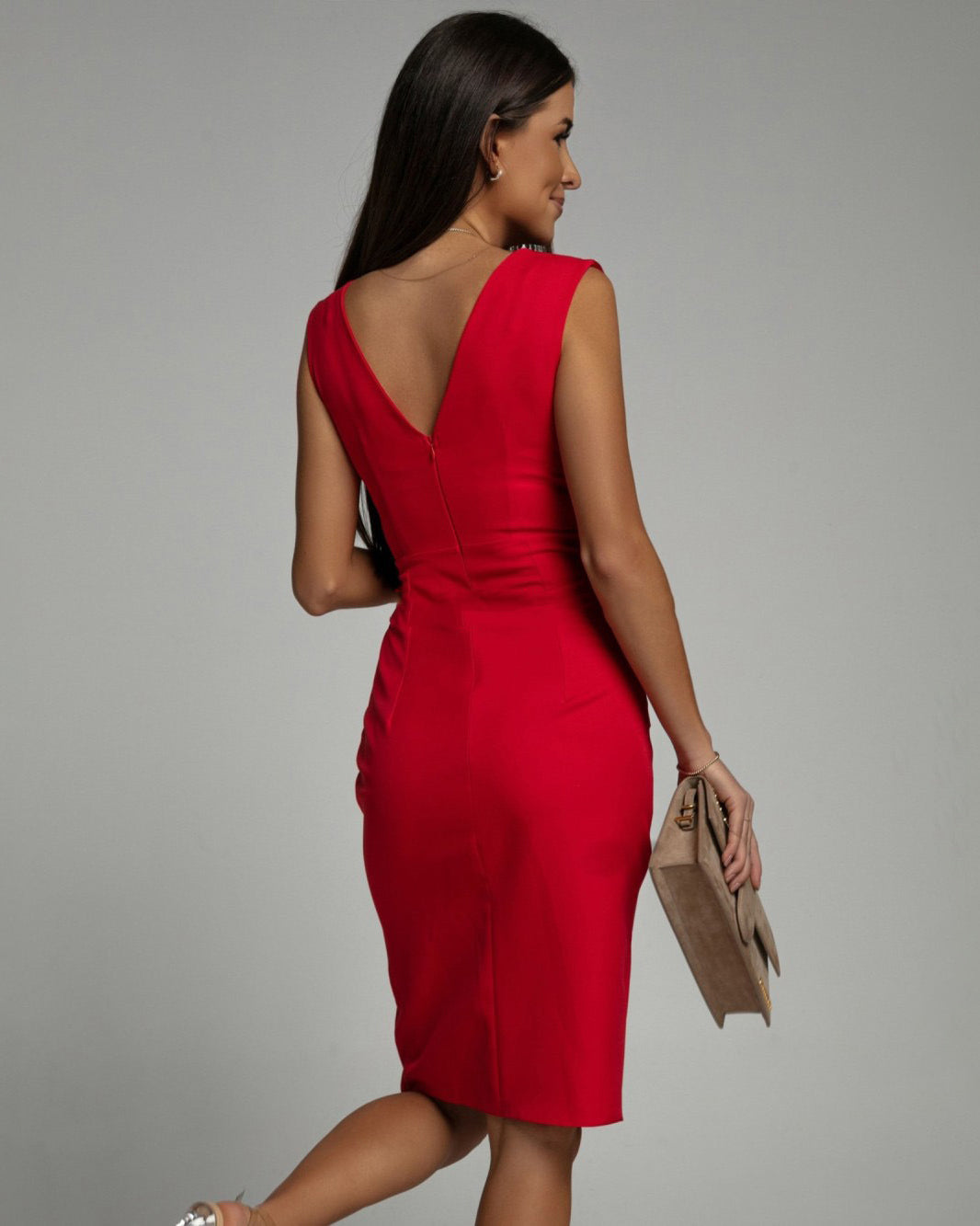 Elisa | Abito Elegante Aderente con Scollo a V e Spacco Laterale 1