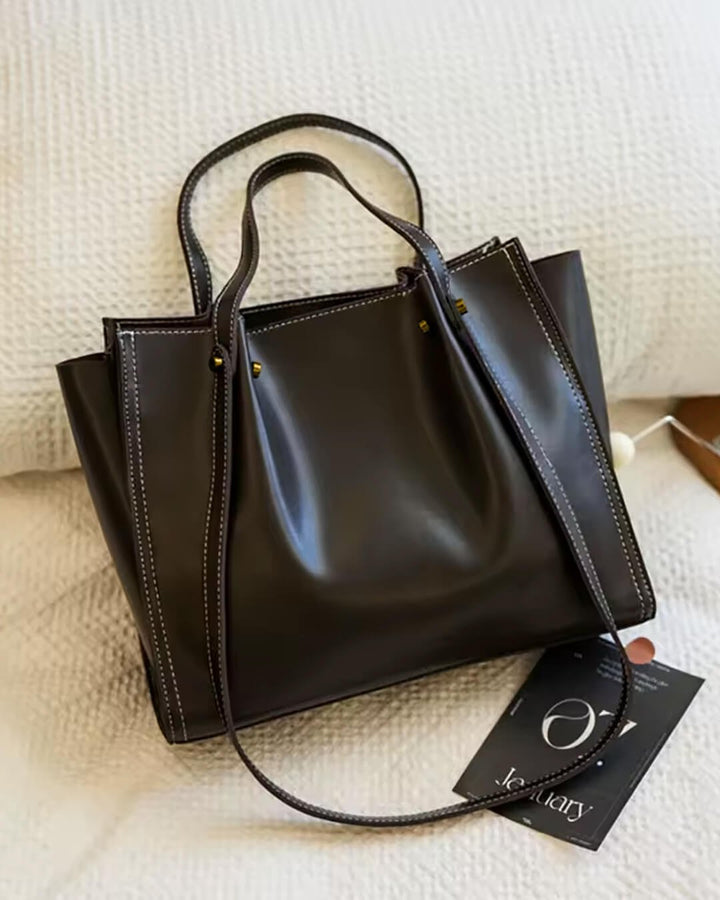 Elowen | Elegante borsa tote in ecopelle con cuciture a contrasto 1