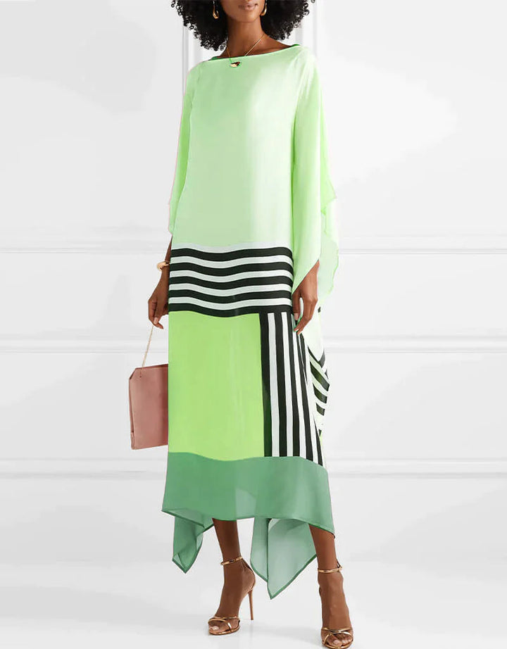 Elysia | Abito Elegante con Maniche a Pipistrello e Stampa Geometrica Maxi per Cerimonia Donna 4