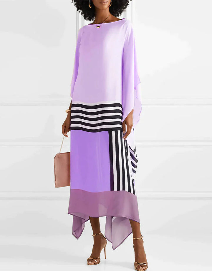 Elysia | Abito Elegante con Maniche a Pipistrello e Stampa Geometrica Maxi per Cerimonia Donna 6