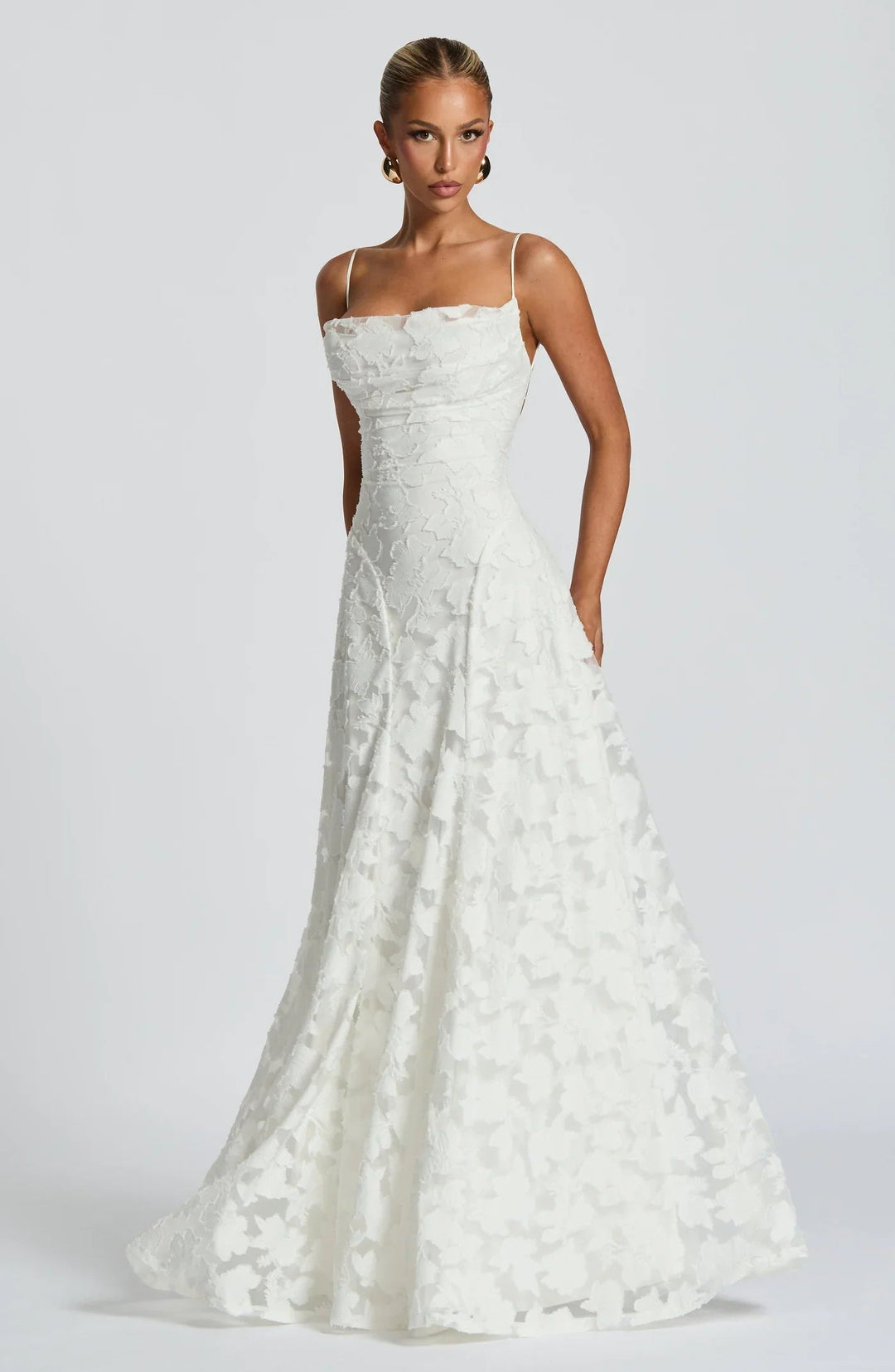 Elysia | Abito da Sposa Floreale Maxi A-Linea Elegante con Spalline Sottili 1