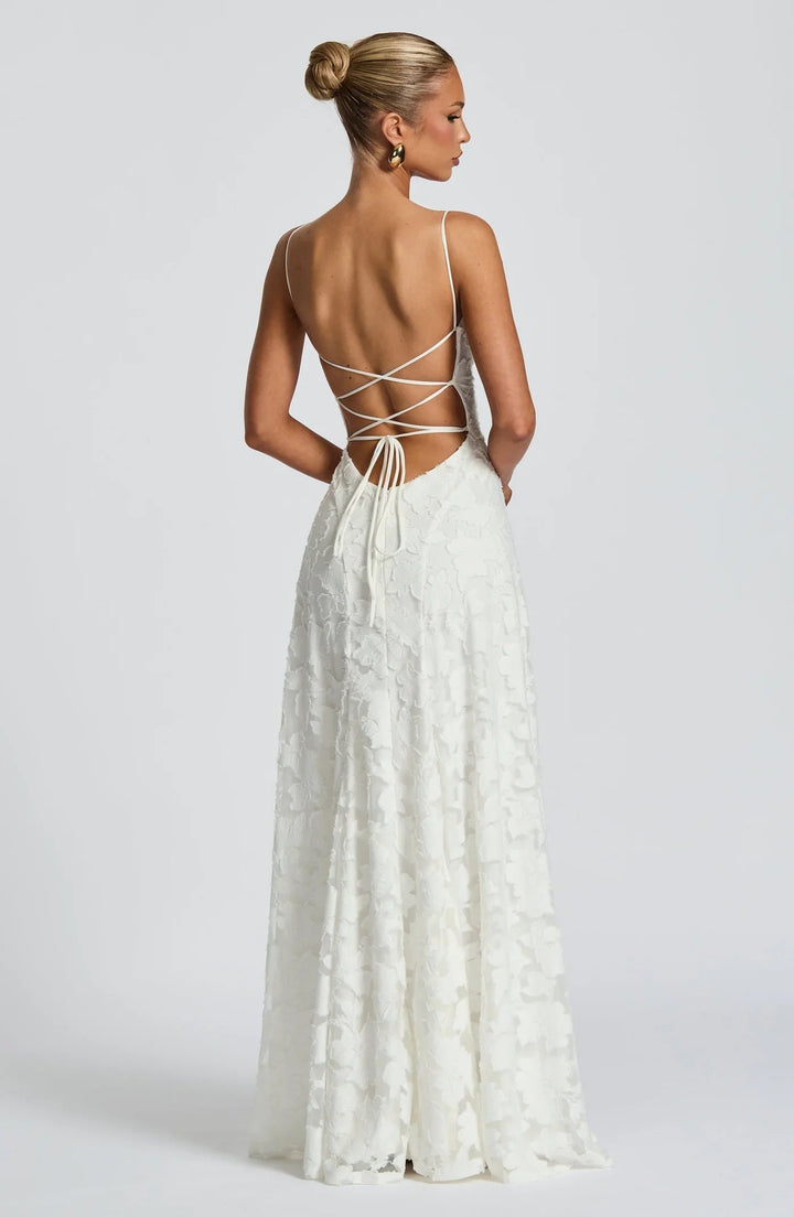 Elysia | Abito da Sposa Floreale Maxi A-Linea Elegante con Spalline Sottili 6