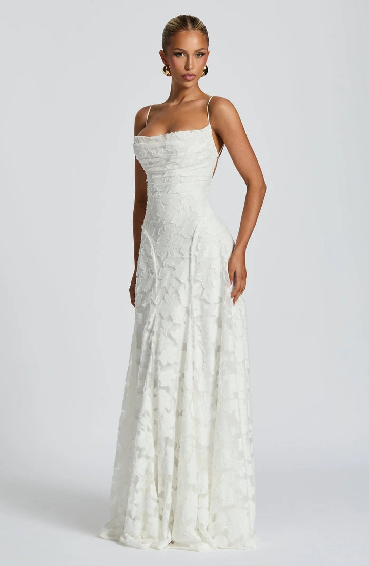 Elysia | Abito da Sposa Floreale Maxi A-Linea Elegante con Spalline Sottili 8