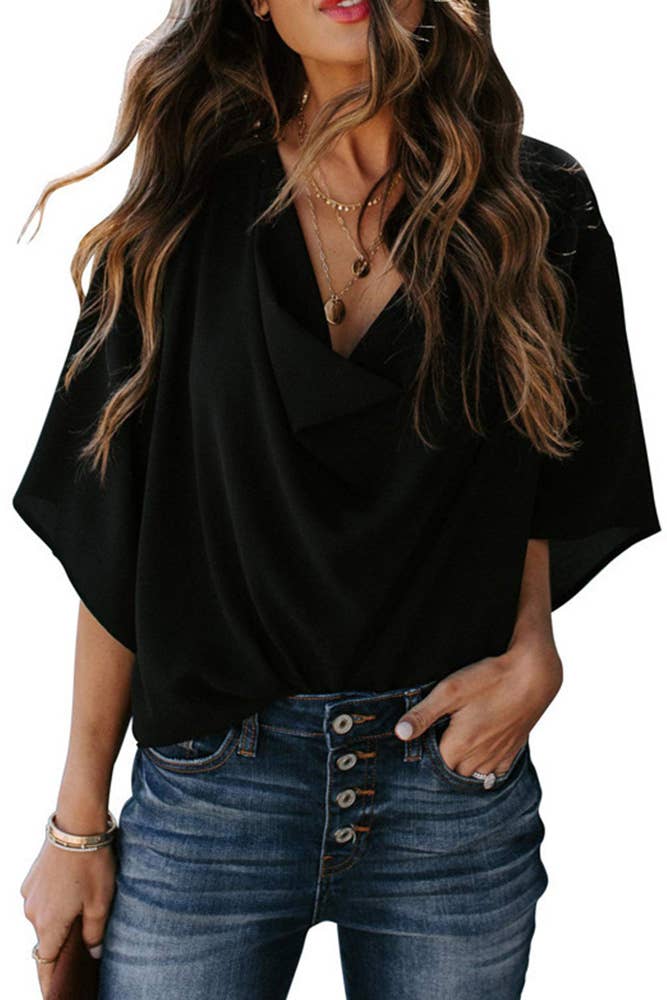 Elysia | Elegante Blusa Donna con Maniche a Pipistrello - Stile Sofisticato per Ogni Occasione 0