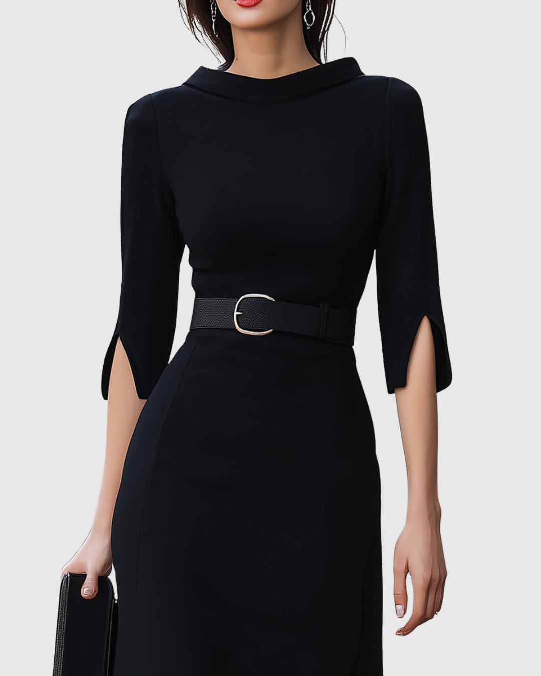 Elysia | Elegante e Flattering Abito Midi a Maniche Lunghe con Cintura 2