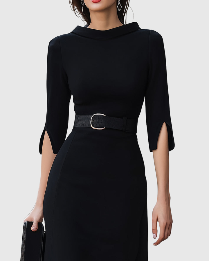 Elysia | Elegante e Flattering Abito Midi a Maniche Lunghe con Cintura 2