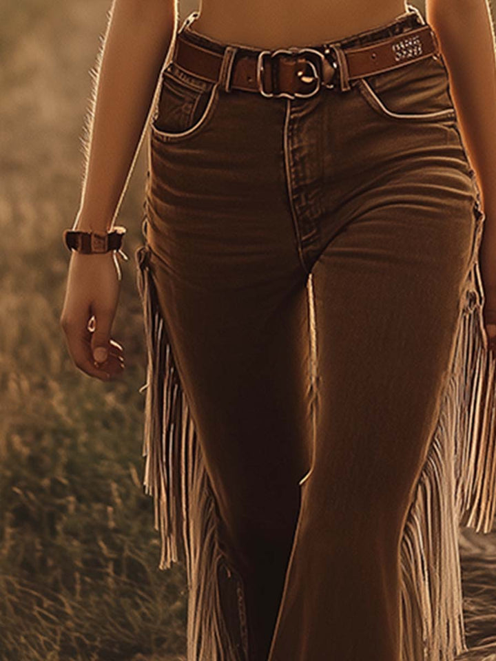 Elysia | Jeans Donna Svasati con Frange – Comodi, Trendy & Stile Western 3
