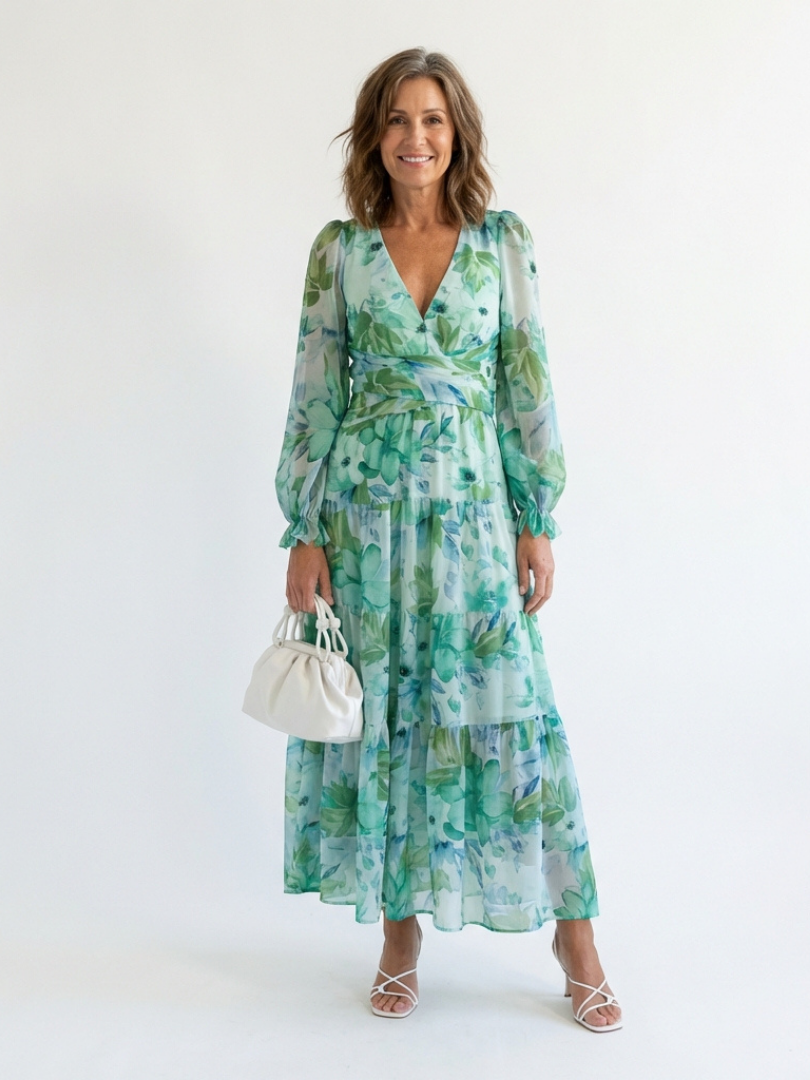 Emilia | Elegante e Floreale Abito Maxi per Stile Estivo 0