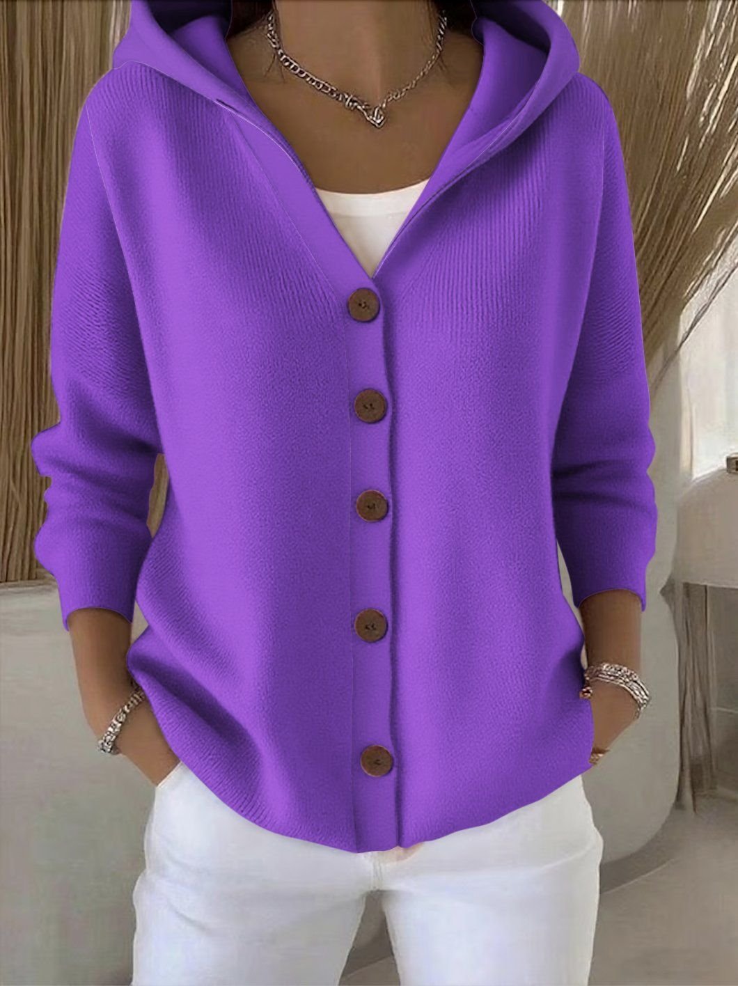 Eva | Cardigan in maglia con cappuccio dalla vestibilità comoda 6