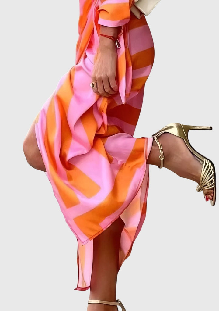 Evelyn | Elegante Abito Donna a Portafoglio con Stampa Chic per Cerimonia 3