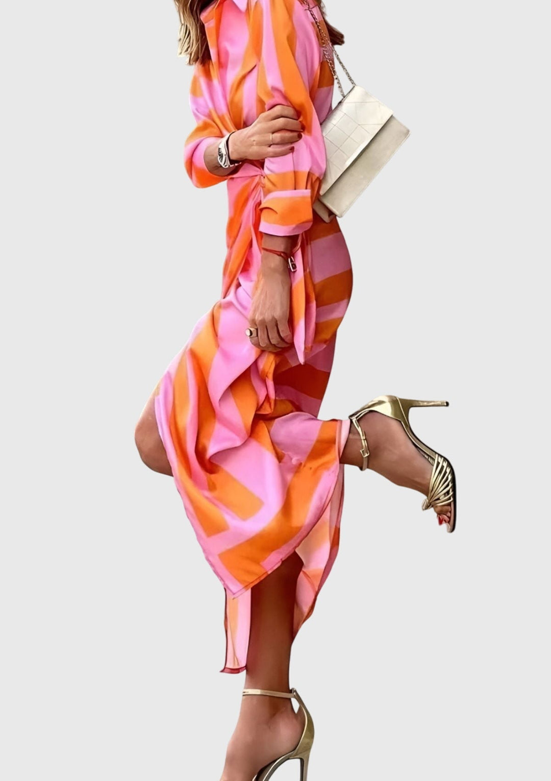 Evelyn | Elegante Abito Donna a Portafoglio con Stampa Chic per Cerimonia 7