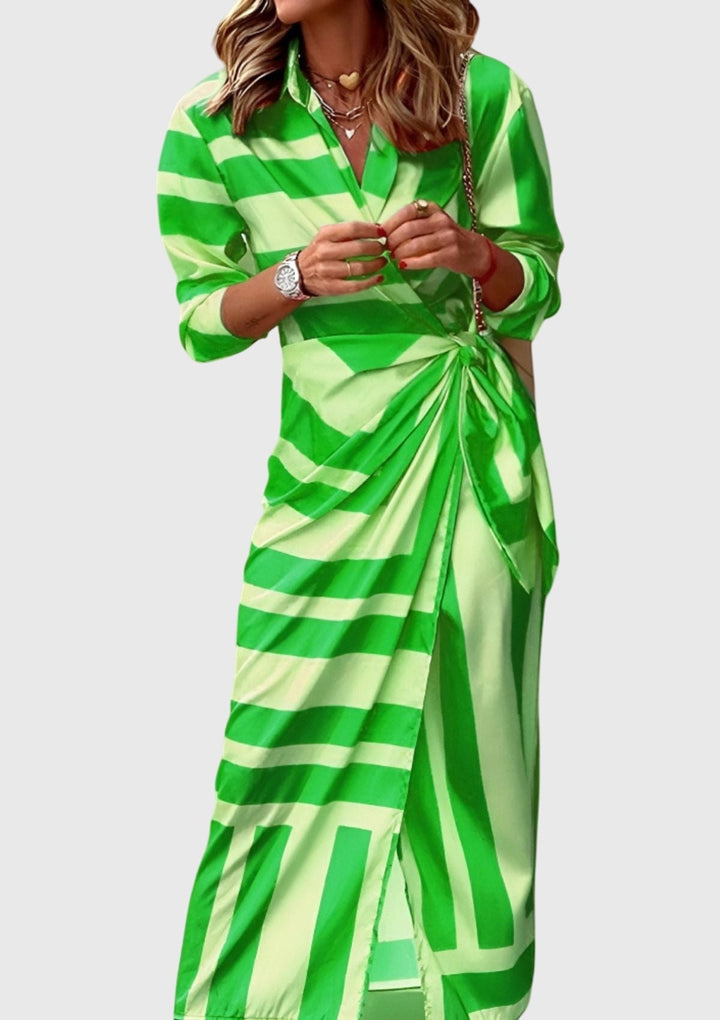 Evelyn | Elegante Abito Donna a Portafoglio con Stampa Chic per Cerimonia 8