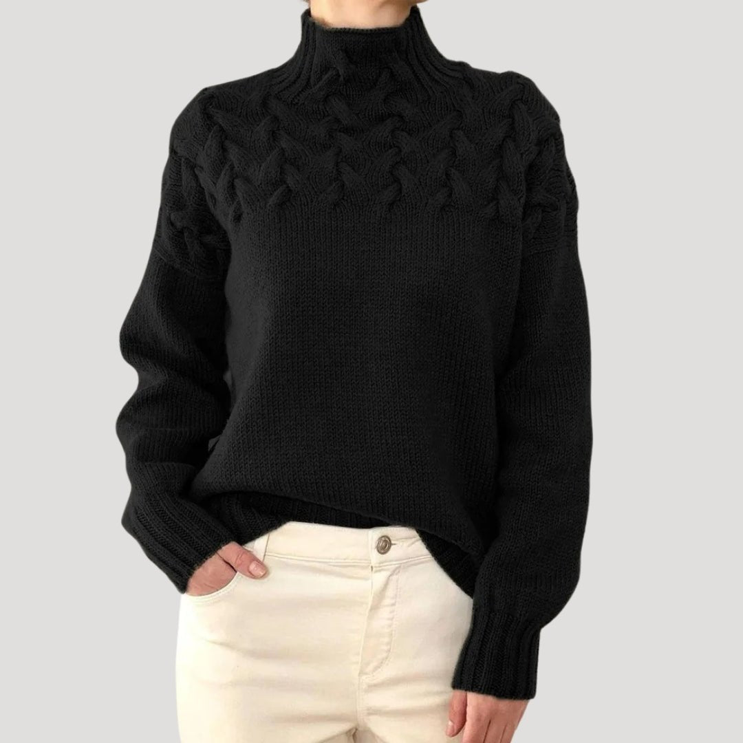 Evelyn | Maglione da donna a collo alto con lavorazione a trecce 0