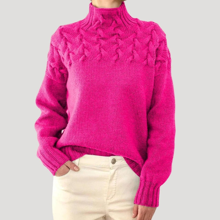 Evelyn | Maglione da donna a collo alto con lavorazione a trecce 4
