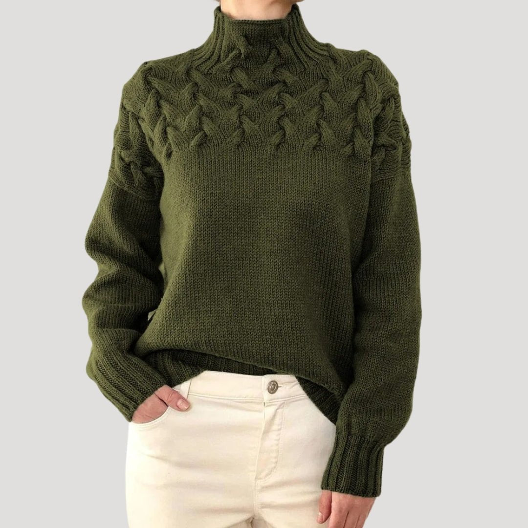 Evelyn | Maglione da donna a collo alto con lavorazione a trecce 8