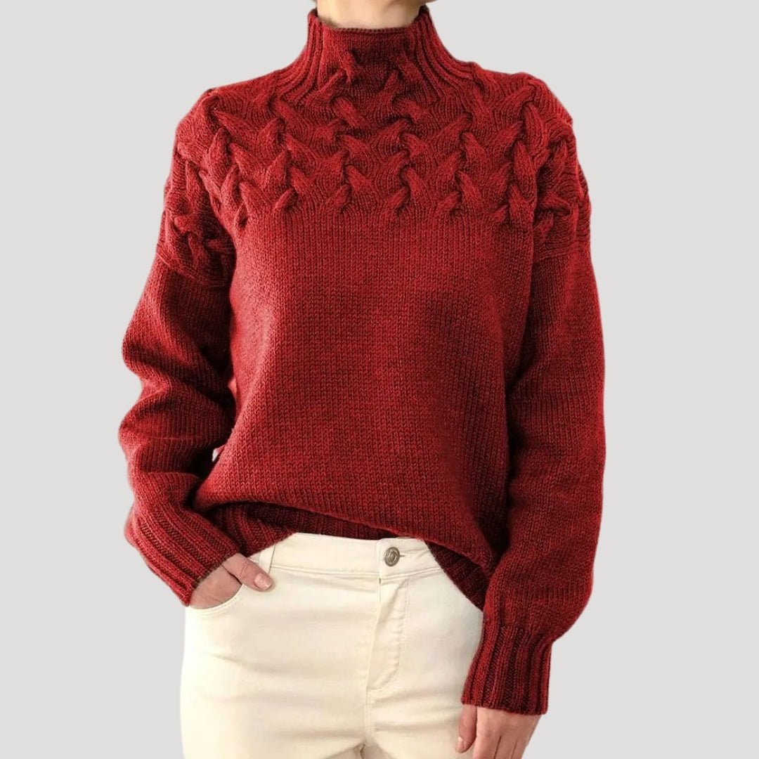Evelyn | Maglione da donna a collo alto con lavorazione a trecce 9