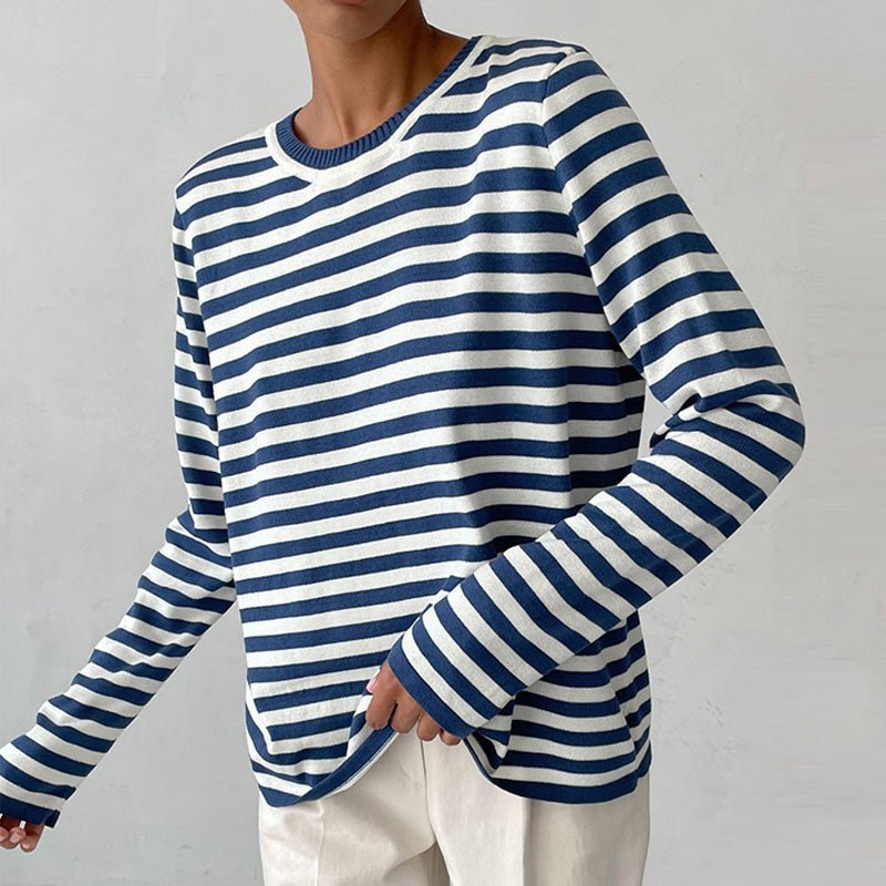 Evelyn | Maglione da donna a maniche lunghe a righe nautiche, vestibilità comoda 0