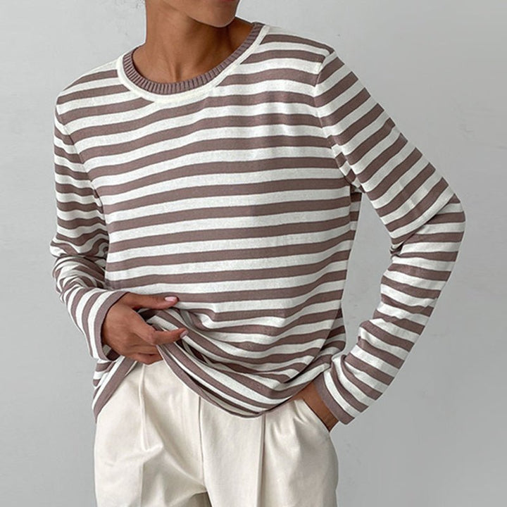 Evelyn | Maglione da donna a maniche lunghe a righe nautiche, vestibilità comoda 1