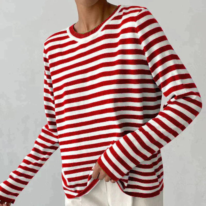 Evelyn | Maglione da donna a maniche lunghe a righe nautiche, vestibilità comoda 3