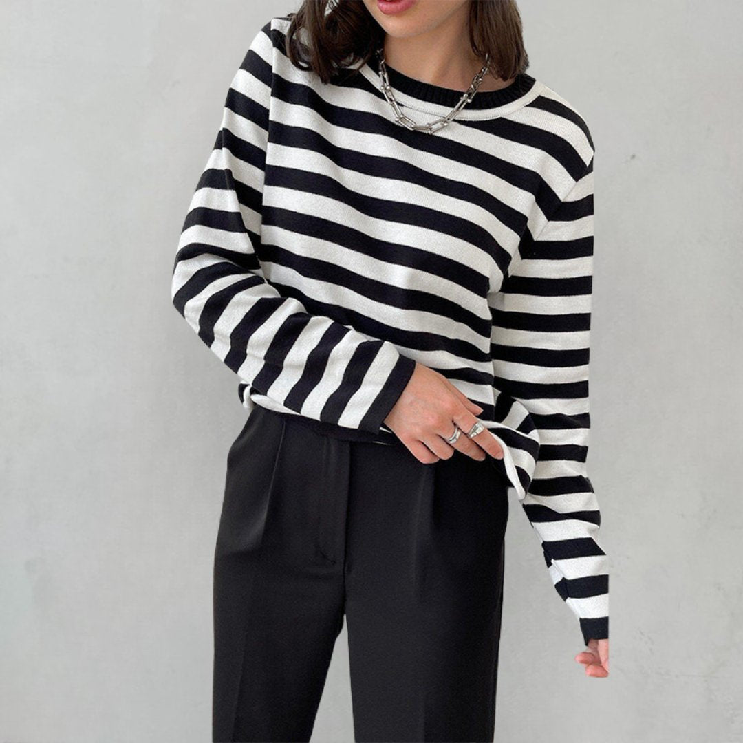 Evelyn | Maglione da donna a maniche lunghe a righe nautiche, vestibilità comoda 4
