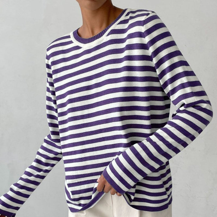 Evelyn | Maglione da donna a maniche lunghe a righe nautiche, vestibilità comoda 6