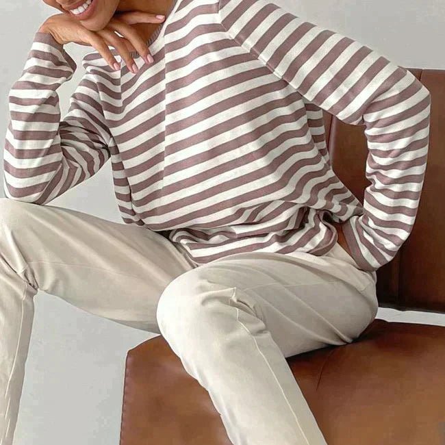 Evelyn | Maglione da donna a maniche lunghe a righe nautiche, vestibilità comoda 7