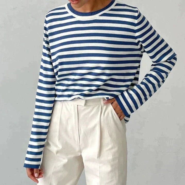 Evelyn | Maglione da donna a maniche lunghe a righe nautiche, vestibilità comoda 8