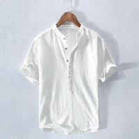 Leonardo | Camicia Estiva Henley in Misto Cotone Traspirante