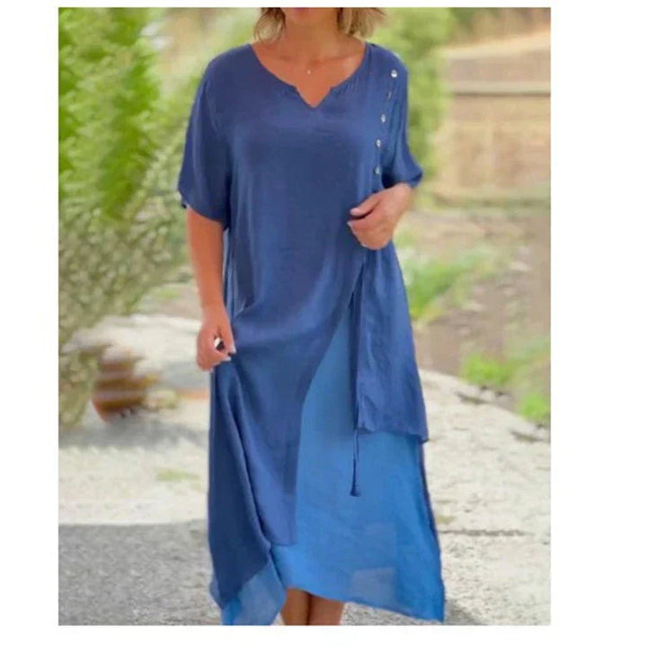 Fiorenza | Elegante Abito Midi Donna con Design Asimmetrico e Scollo a V 1