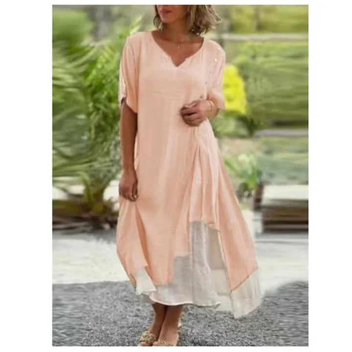 Fiorenza | Elegante Abito Midi Donna con Design Asimmetrico e Scollo a V 3