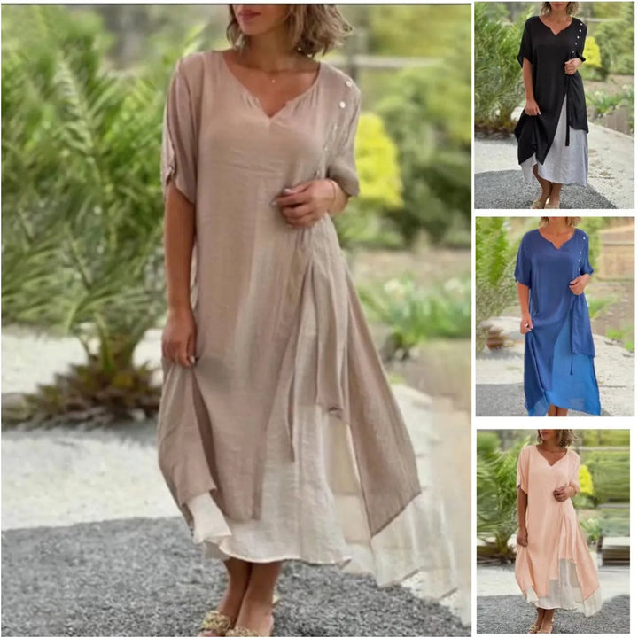 Fiorenza | Elegante Abito Midi Donna con Design Asimmetrico e Scollo a V 4