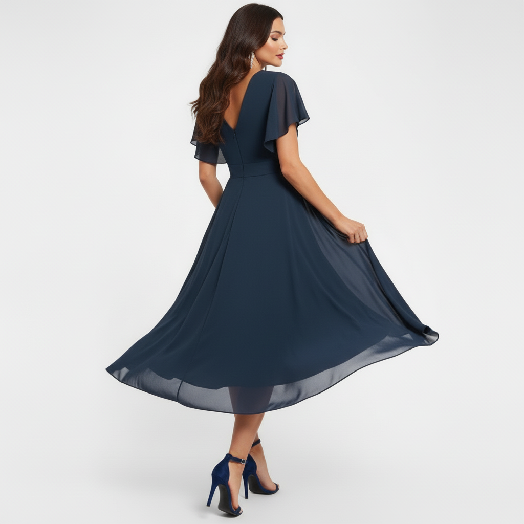 Fiorenza | Elegante Abito Midi con Scollo a V per Cerimonia e Occasioni Speciali 3