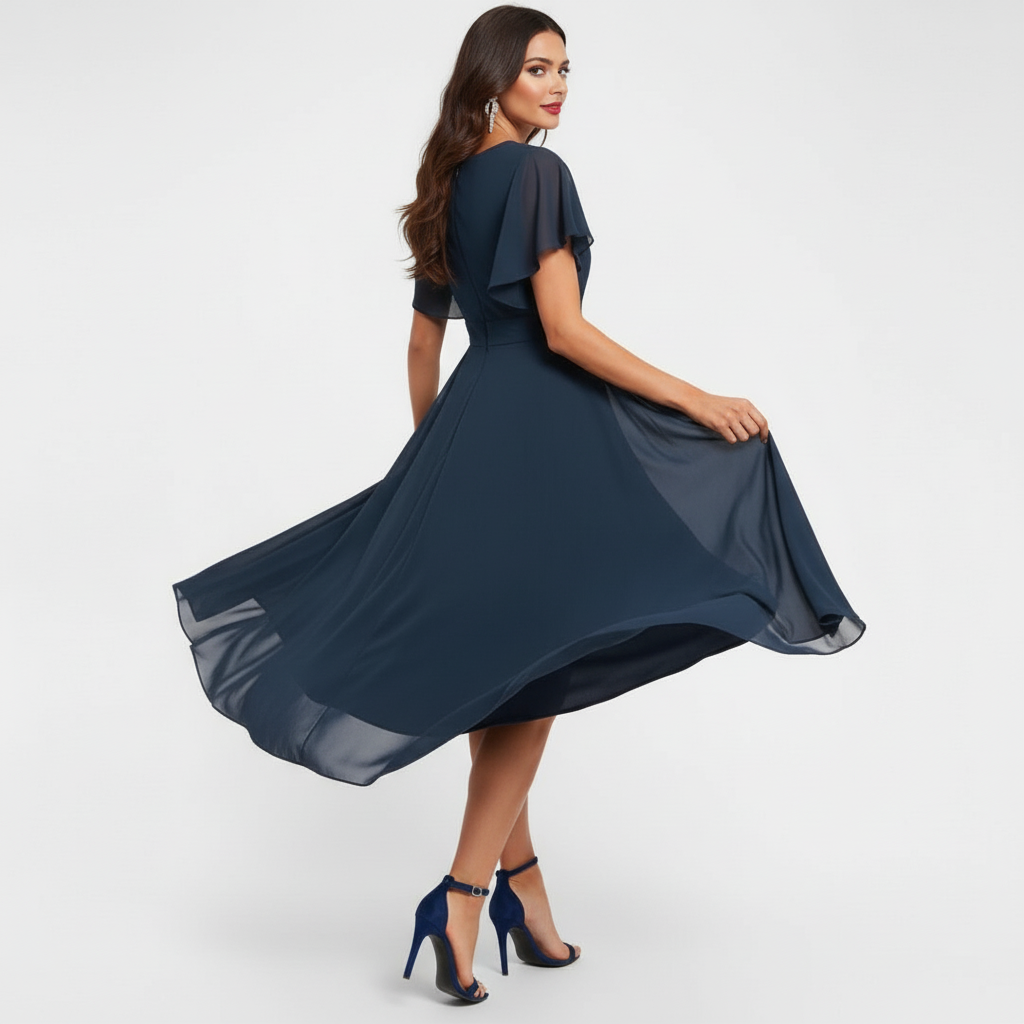 Fiorenza | Elegante Abito Midi con Scollo a V per Cerimonia e Occasioni Speciali 4