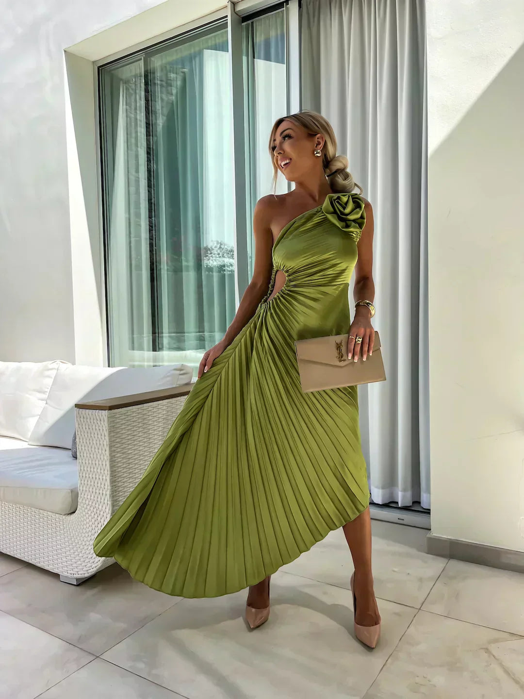 Fiorina | Abito da Sposa Monospalla Midi Elegante Floreale Casual 2