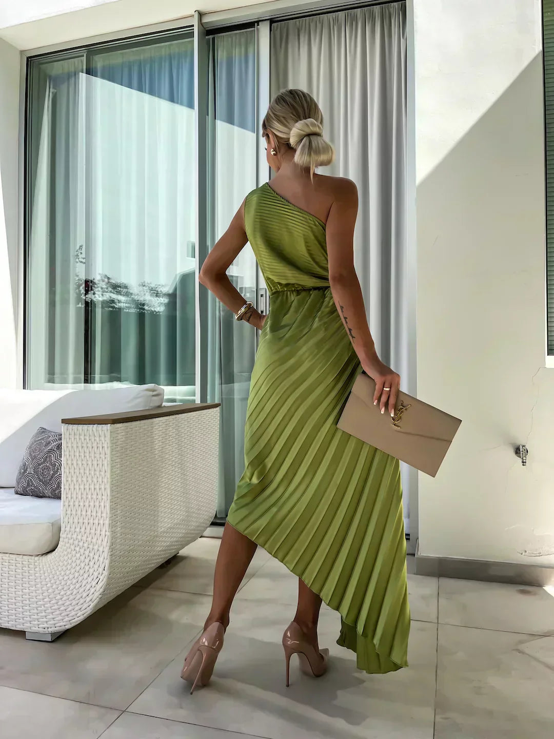 Fiorina | Abito da Sposa Monospalla Midi Elegante Floreale Casual 3