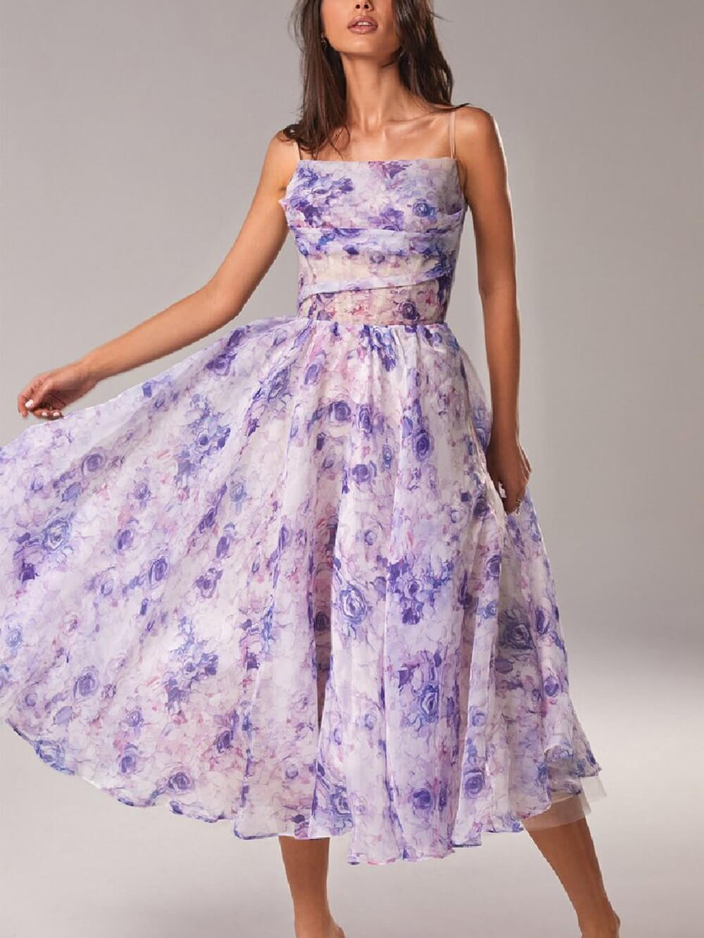 Fiorina | Elegante Abito Donna Midi Floreale per Cerimonia, Stile Acquerello 1