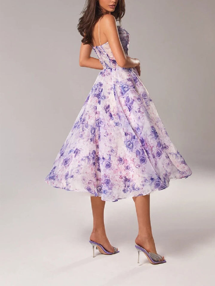 Fiorina | Elegante Abito Donna Midi Floreale per Cerimonia, Stile Acquerello 2