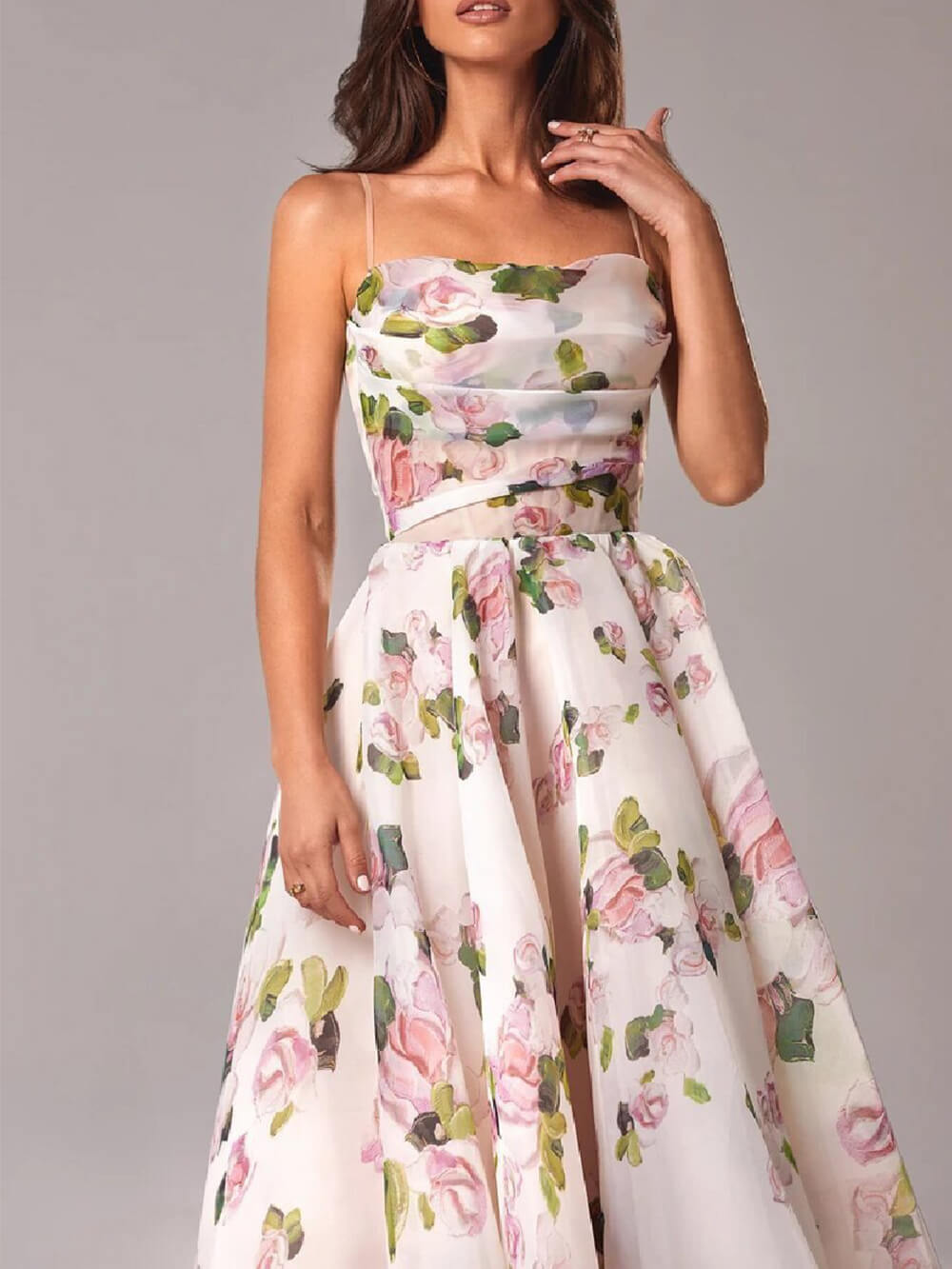Fiorina | Elegante Abito Donna Midi Floreale per Cerimonia, Stile Acquerello 3