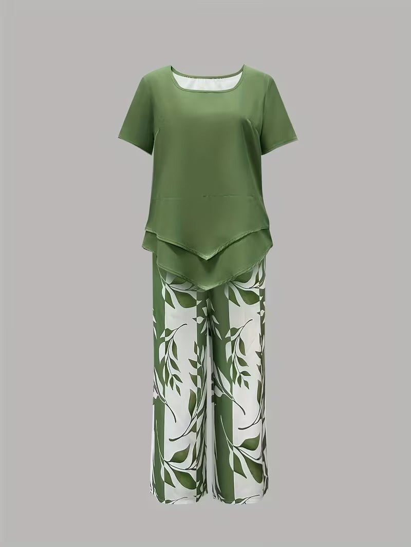 Fiorina | Elegante e Comodo Completo Due Pezzi con Motivo Botanico 4