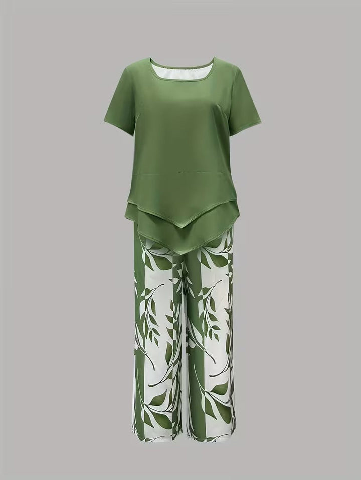 Fiorina | Elegante e Comodo Completo Due Pezzi con Motivo Botanico 4