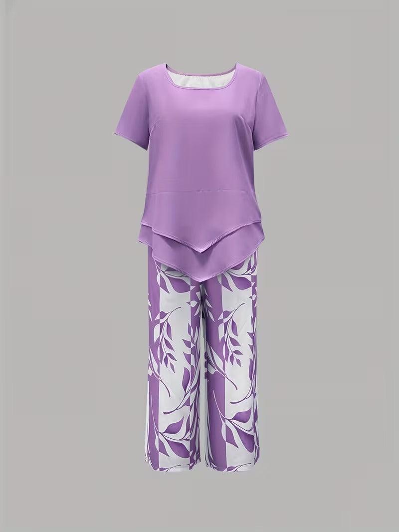 Fiorina | Elegante e Comodo Completo Due Pezzi con Motivo Botanico 8